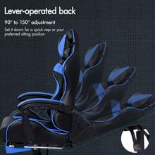 ALFORDSON Video Game Chair, Ergonomic Office Chair, Massage Racing Chair, Retractable Footrest, PU Leather, Height Adjustable And Tilt, 180kg Load Capacity - Blue - View 7