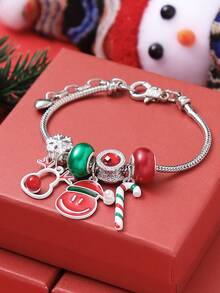 1 chiếc vòng tay bằng đồng hình ông già Noel, người tuyết, thủy tinh thời trang Giáng sinh - Người tuyết + cột tuyết - Xem 6