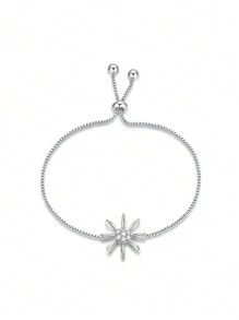 1pc Fashionable Minimalist Sunflower Artificial Zirconia Adjustable Bracelet