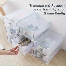 Foldable Shoe Boxes -10 Packs, Shoe Storage Boxes, Stackable Transparent Plastic Shoe Storage Box Drawer Storage Organizer For Ladies Men - Variant1 - View 3