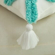 1 件波西米亚风格簇绒几何钻石形状刺绣流苏装饰抱枕套适用于客厅卧室 - 彩色 - 查看 12