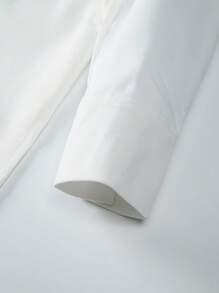 White Two-Piece Outfits For Men, Crewneck Long Sleeve Shirt With Decorative Buttons And Drawstring Trousers For Dates, Wedding, Party - 白色 - 查看 7