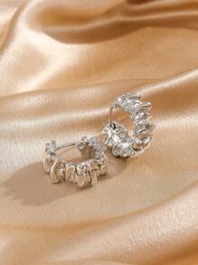 MESTILO 1 Par De Aretes Minimalistas De Aros Plegados De Cobre, Joyas Para Las Orejas, Regalo Para Mujeres - Plateado - Ver 7