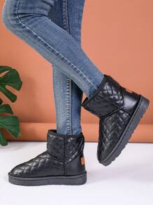 Damen bestickte rutschfeste Knöchel Schneestiefel, dick wärmend gefüttert, vielseitiger Schaftdesign,
