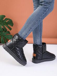 Damen bestickte rutschfeste Knöchel Schneestiefel, dick wärmend gefüttert, vielseitiger Schaftdesign,