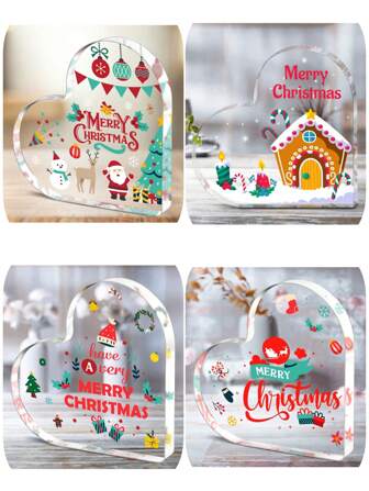 1pc Table Decorations Indoor, Cute Ornament, Acrylic Festival Signs, Santa Claus Snowman Gingerbread Candy House Winter Theme Design, Office Decor, Christmas Party Decoration, Thanksgiving Day Gifts, Birthdays Gifts, Christmas Gifts