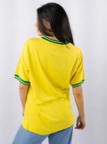 Women's Short Sleeve Brazilian Blouse - 黃色 - 查看 2