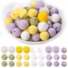53 stuks levendige rozen siliconen kralencollectie is perfect voor het maken van sieraden, doe-het-zelf-knutselwerkjes, handgemaakte kralenaccessoires, sleutelhangers voor mobiele telefoons en tasbedels - kleurrijke, flexibele en duurzame knutselbenodigdheden voor creatieve projecten