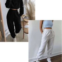 KIT WITH 2 WOMEN'S BLACK/GRAY SWEATSHIRT JOGGER PANTS - 套件2-黑/灰 - 查看 1