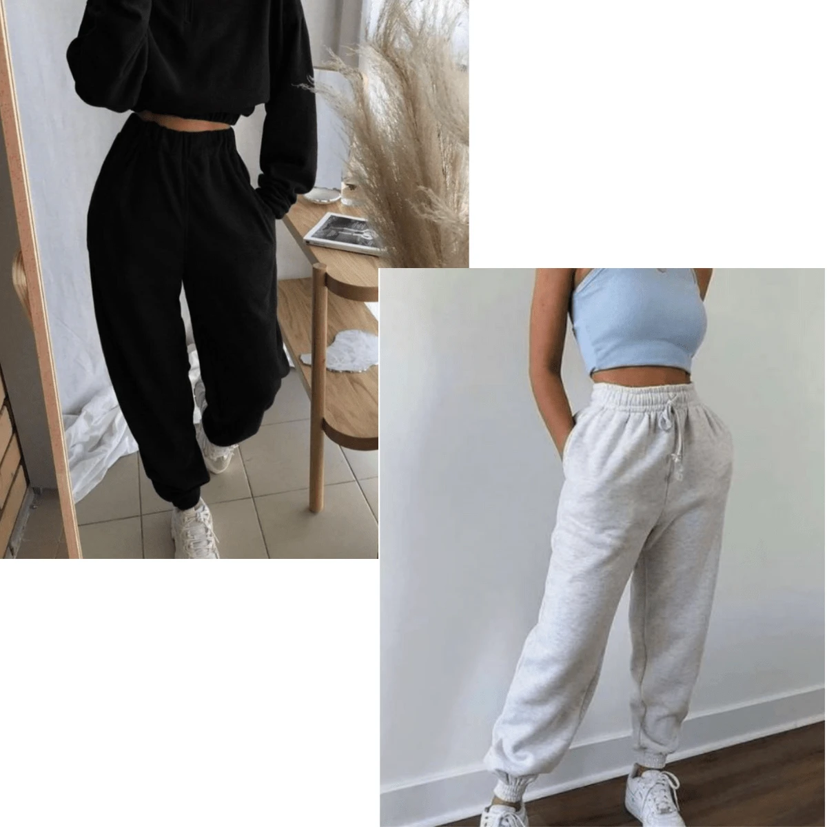 KIT WITH 2 WOMEN'S BLACK/GRAY SWEATSHIRT JOGGER PANTS - 套件2-黑/灰 - 查看 1