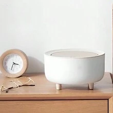1PC Thùng rác tròn Nordic Air 2 lít có nắp đậy, chân cao, đa năng, phòng khách, nhà vệ sinh, nhà bếp, dung tích lớn, dụng cụ lưu trữ gia đình - trắng - Xem 1