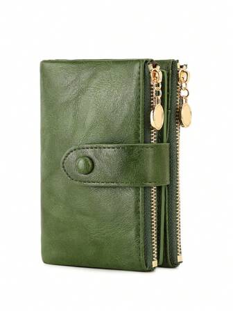 MIYIN Retro Wallet With Button Closure Multiple Card Slots RFID Blocking Three-Fold Design Magnetic Snap Closure Women's Wallet Business Casual Woman Card Case Gifts Essentials Items For Women Wallet Purse Wallet Small Wallet