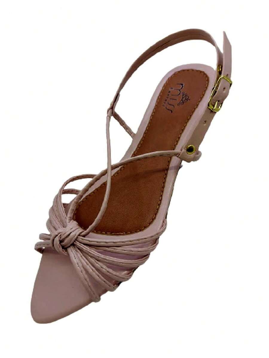 Pointed Toe Flat Sandals With Leaf Straps And Knots Sizes 34 To 43 - 乾枯玫瑰色 - 查看 1