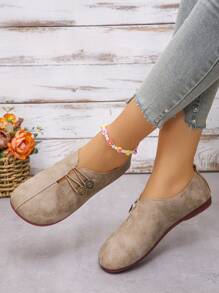 Women's Fashion Double-Breasted Flats - Apricot - View 5