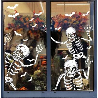 Halloween Skeletons Window Clings Skull Ghost Window Stickers Trang trí cho ngôi nhà ma quái Tường kính Nhà ma ám Đồ dùng tiệc, Giáng sinh