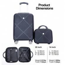 Travelhouse Travelhouse 20 Inch Carry On Luggage Set With Cosmetic Cases, Hardside Luggage 2 Piece With Spinner Wheels Suitcase Travel Suitcase Suitcases Suit Case Durable Travel Luggage