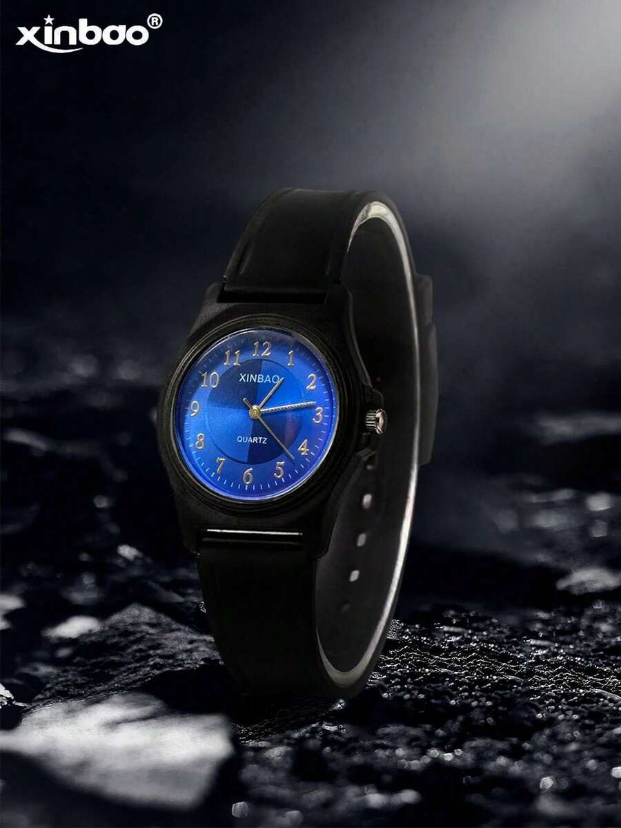 1 pieza Nuevo reloj de pulsera de cuarzo de moda y sencillo, apropiado para uso diario de niños - Negro - Ver 1