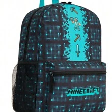 Minecraft Backpack Gaming Rucksack School Bag Creeper Daypack Travel Days Out PE Sports Gamer Gift - Blue - View 1