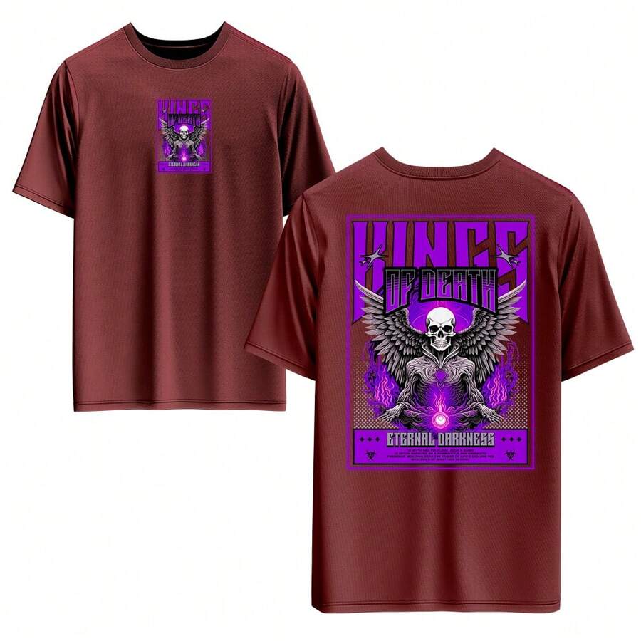 Men's T-Shirt 100% Cotton, Front And Back, Colorful Digital Print, High Resolution, Unisex, Round Neck. - 紅色 - 查看 1