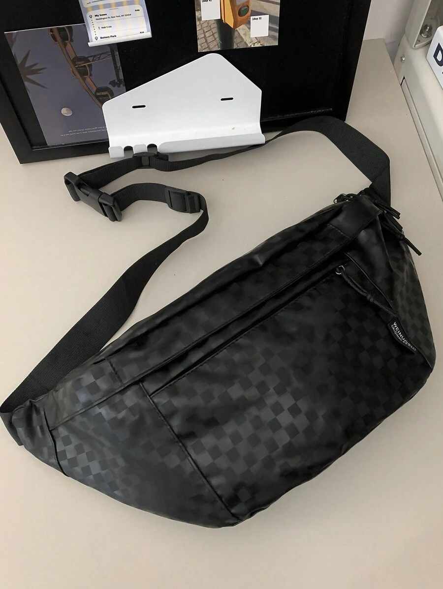 时尚多功能大容量多口袋防水胸包腰包 - 黑色 - 查看 1