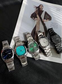 1 pièce Montre-bracelet étanche en acier inoxydable pour homme, cadran blanc/vert/noir, mouvement à quartz, style décontracté et d'affaires, grand cadran de haute qualité, convient pour les réunions, le travail, les cadeaux