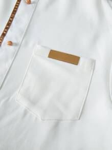 White Two-Piece Outfits For Men, Crewneck Long Sleeve Shirt With Decorative Buttons And Drawstring Trousers For Dates, Wedding, Party - 白色 - 查看 6