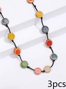 Ceramic Bead Decor Necklace - Multicolor - View 12