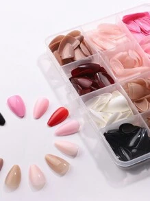 Bộ 24 miếng/288 miếng dán móng tay hình hạnh nhân ngắn, 12 màu, thích hợp cho bé gái và phụ nữ tự làm móng, kèm hộp đựng, dụng cụ làm móng nghệ thuật. - Nhiều màu - Xem 5