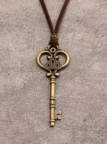 1 件复古铜色合金空心钥匙吊坠项链，适合万圣节角色扮演、情侣日常佩戴 - 絨繩 - 查看 20