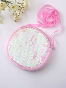 1pc Kids Cartoon Crossbody Bag, Fashion Princess Girls Plush Sequin One Shoulder Bags