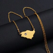 1pc Saudi Arabia Map Charm Pendant Necklaces Emblem Of Saudi Arabia Symbol Jewelry Women Girls