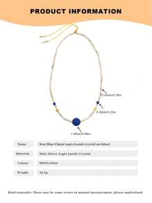 [VE] 1pc Sterling Silver Natural Amethyst & Lapis Lazuli Pendant Necklace. Lapis Lazuli Represents Calmness And Wisdom, A Symbol Of Power And Nobility. Amethyst Symbolizes Wisdom And Wealth, Helping You Thrive In Career And Interpersonal Relationships, Radiating Unique Charm. Natural Gemstone Color Varies. - Multicolor - View 7