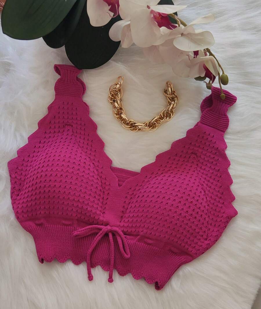 Top Tricot Modal Com Bojo Cropped Moda Praia Estiloso