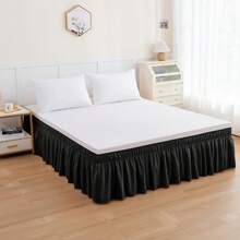 Elegant Comfort Ruffle Bed Skirt - Around Style Elastic Bed Wrap - 16 Inch Drop - White - View 4