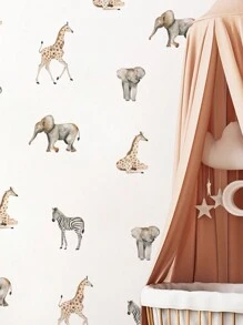 1 件卡通森林动物墙贴适用于客厅卧室壁纸贴纸可爱狐狸棕熊墙贴家居装饰、贴纸、墙贴、乙烯基贴花用于家居装饰、春季装饰品让您的家焕然一新、拉玛装饰贴纸 - 杏色 - 查看 7