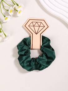 1pc New Fabric Hair Scrunchies, Satin Texture Elastic Hair Ties, Solid Color Hair Bands For Women Casual,Gym,Hair Accessories,Ponytail ,Hair Rope - Green - View 1