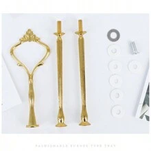 1 件欧式不锈钢多层托盘蛋糕或水果架点心托盘生日派对甜品桌现代创意装饰，独立配件销售 - 銀色 - 查看 10