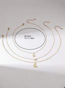 Hihho 3pcs Fashionable & Elegant Butterfly & Flower Design Inlaid Creative Women Necklace Set Luxury Jewelry Gift Valentines - Yellow Gold - View 5