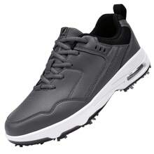 Men's Golf Shoes Waterproof Spiked Comfortable Fashionable - Grey - View 9