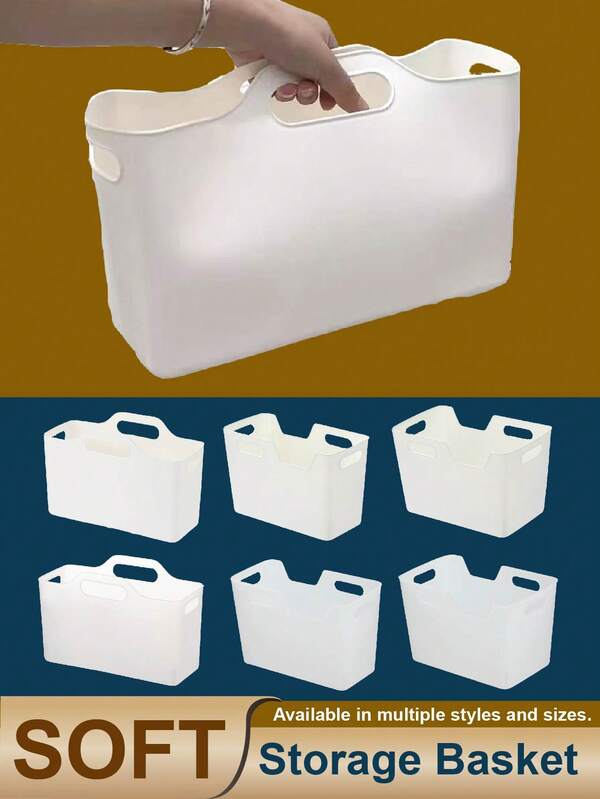 Kitchen Vegetable And Fruit Storage Soft Basket. Household Hand-Held Soft Basket For Miscellaneous Items. Available In White And Transparent Colors. Can Be Used For Storing Vegetables, Fruits, Laundry Powder, Laundry Liquid, Etc. 1pc/3pcs.