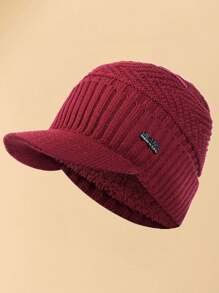 JZML 1pc Men Letter Decor Plush Lined Hat