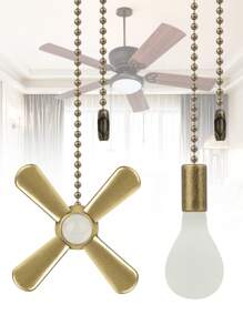 4pcs Ceiling Fan Pull Chain Ornaments Extension Chains With Decorative Light Bulb And Fan Cord, 12" Fan Pull Chain Set For Ceiling Light Lamp Fan Chain - Brown - View 2