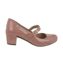 Women's Patent Leather Doll Dress Shoes, Medium Low Block Heel, Pointed Toe, Comfortable, Colorful, Various Colors, Black, Black, Nude, Pink, Rose, Pinkish, Red, White - Ref. 6484 - 乾枯玫瑰色 - 查看 2