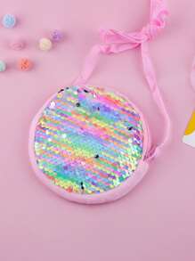 1pc Kids Cartoon Crossbody Bag, Fashion Princess Girls Plush Sequin One Shoulder Bags