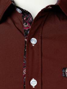 Chemise à manches longues casual pour hommes, imprimé patchwork, pour business