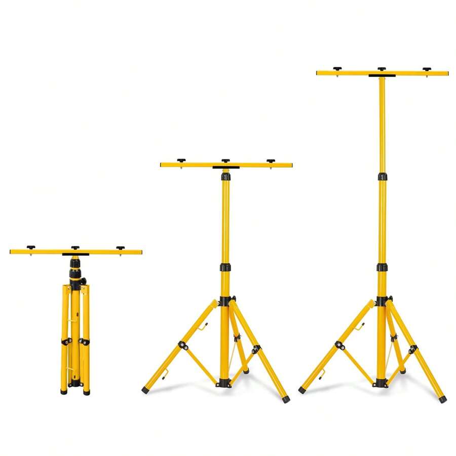 LILIIN Telescopic Tripod Floodlight, Yellow, Floodlight Construction Spotlight Tripod For LED Spotlights Halogen Spotlights, 50-150cm, - Yellow - View 1
