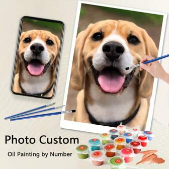 Fotoanpassad akrylmålning med siffror, årsdag, födelsedag, semesterpresent, målning på duk, ditt husdjur, familj, vän, personlig heminredning