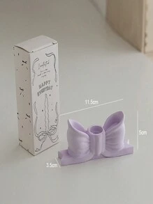1pc Candy Color Cartoon Bow-Knot Candlestick, Creative Decor Pink Gypsum Bow Candle Holder - Multicolor - View 15