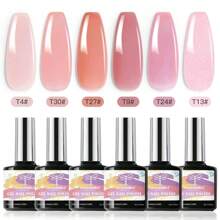 COLOURSMILE 6 PCS Gel Nail Polish Kit, Jelly Gel Polish Nude Pink Color Gel Neutral Nail Art Design Translucent Gel Nail Kits Soak Off Uv Nail Lamp Cured Nail Manicure DIY Home For Women - Multicolor - View 1