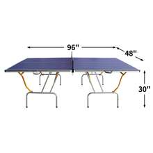 8FT Mid-Size Table Tennis Table Foldable & Portable Ping Pong Table Set For Indoor Games With Net, 2 Table Tennis Paddles And 3 Balls - Blue - View 2